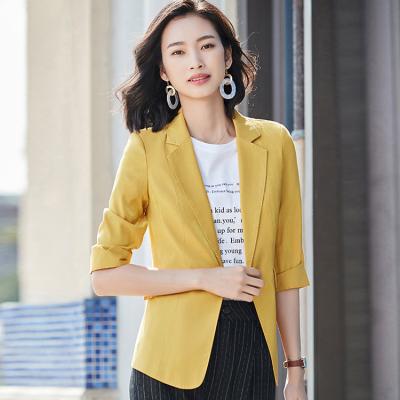 China Anti-Wrinkle Price Polyester Cheap Formal Professional Blue Office Fitted Jacket Plus Size Ladies Crop Business Blazer Womens Suits for sale