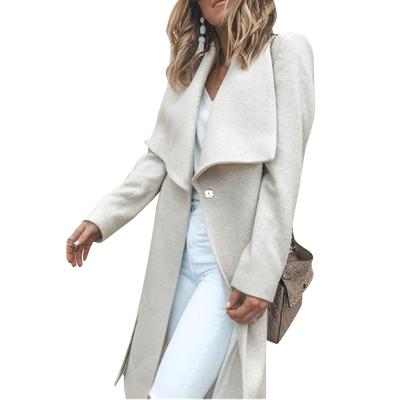 China Vintage Mid Length Woolen Winter Starcy Anti-wrinkle Women Coat Long Sleeve Button Jacket for sale