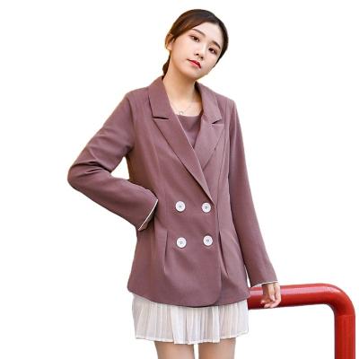 China Breathable Hot Sale Women Dress Suits Two Piece Sets Blazers Double Breasted Office Plaid Collar Turn-down Casual Suits for sale