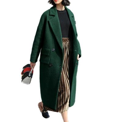 China 2020 viable autumn and mid-length coat new winter wool tweed women thickened coat knee-length coat solid color for sale