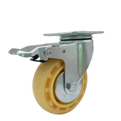 China 4 Other Pieces One Set 100 Mm Transparent PU Half Roller Skate Office Chair Caster Wheels With Brake for sale