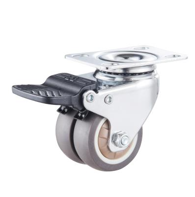 China Other Hot Selling TPR Flat Base Double Wheel Furniture Caster Wholesale Low Noise Double Wheel for sale