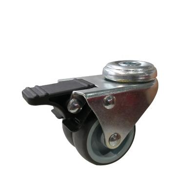 China Cheap Furniture Casters PU Brake 3 Inch Double Row Caster Customized Light Duty Wear Resistant Light Duty Wheel for sale