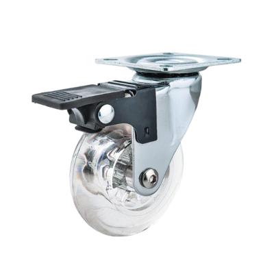 China Rigid Manufacturers Sell Flat Transparent PU Furniture Casters for sale