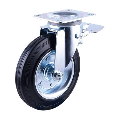 China 6/8 inch high quality swivel rubber dustbin wheel wear resistant removable caster wheel and rigid stem casters acceptable NC; ZHE for sale