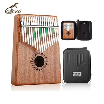 China Exquisite Custom Brand Gecko 17 Keys Kalimba Factory Finger Mahogany Finger Kalimba Wooden Piano for sale