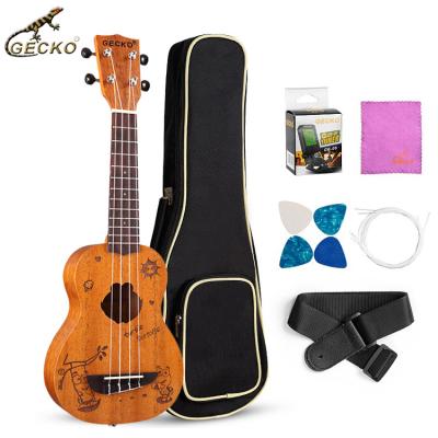 China Wholesale Price Exquisite Handmade 21 Inch Soild Soprano Mahogany Ukulele for sale