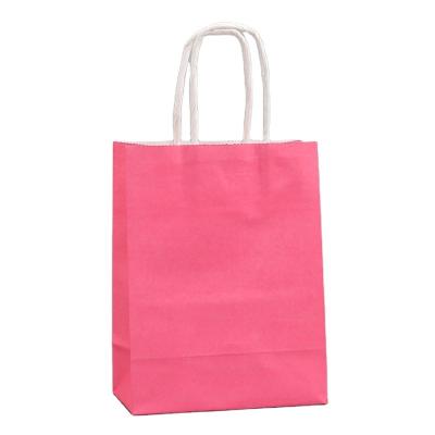 China 100pcs/lot Recycled Materials Pink Paper Bags Wholesale Paper Bag Clothing Shoes Gift Favor Wrapping Paper Shopping Bags for sale