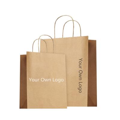 China Recycled Materials Yiwu Paper Bag Factory Brown Kraft Custom Hot Stamping Paper Bags With Handles Customized Paper Bag for sale