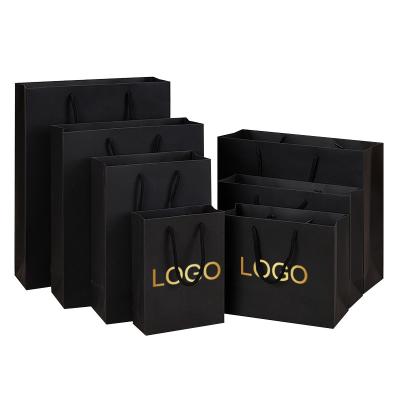 China Hot Selling Biodegradable Customized Boutique Paper Bag Grocery Packaging Black Luxury Paper Bag for sale