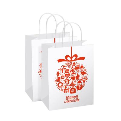 China Customized Recyclable White Paper Bags Kraft Paper Christmas Printed Christmas Gift Bag For Fashion Accessories for sale