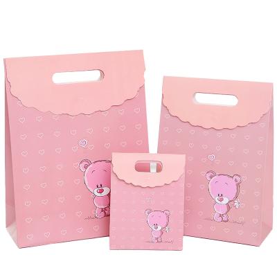 China Recyclable Luxury Baby Gift Packing Flip Paper Bag Packaging Cover Sticky Paper Gift Bags Customized for sale