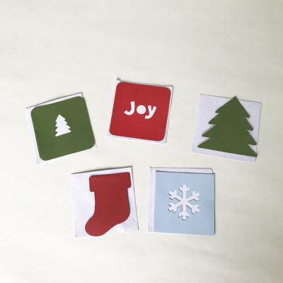 China paper & Cardboard Wholesale Die Cut Greeting Card In Mini Size Custom Logo And Design Christmas Greeting Card for sale