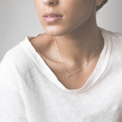 China New Cute Minimalist Fashion Gold Tiny Triangle Necklace Modern Geometric Layered FLOATING Delicate Necklace for sale