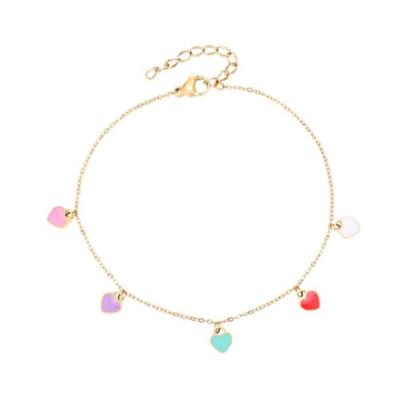 China New Arrivals FASHIONABLE Jewelry Multi Color Enamel Moon Star Hearts Elephants Cross Charms Anklet Chain Bracelet Women Stainless Steel Jewelry for sale