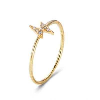 China Jietao FASHIONABLE Delicacy Sterling Silver Lightning Bolt Ring Stacking Minimalist Ring Simple Diamond Thin Gold Ring for sale