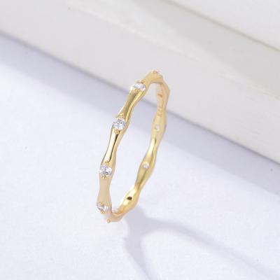 China Thin Gold Stackable Ring Bamboo Pattern Band Ring Minimalist Sterling Silver 925 Bone Ring Women Tasty FASHIONABLE Jewelry for sale