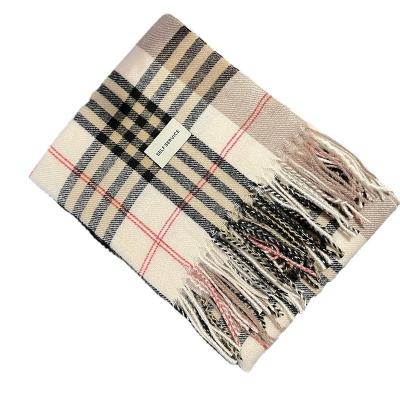 China Acrylic New Fashion Mosaic Lattice Winter Stripe Tassel Scarf Female Students Soft Windproof Knit Acrylic Scarf Shawls Fast Shipping for sale