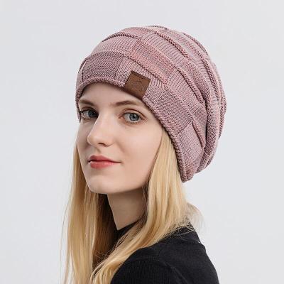 China Breathable & Waterproof Fashion Women Knitted Cuffed Acrylic Beanie Deap Hats Hairy Lining Woven Beanies Winter Warm Caps Wholesale for sale