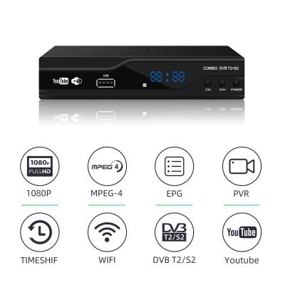 China Shenzhen JUNUO new products upgrade support host USB2.0 Full HD HDTV dvb-s2 dvb-t2 T2+S2 receiver set top box from factory for sale