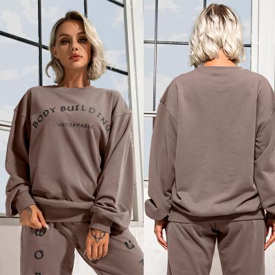 China Luxury Anti-Static Sweatshirt Women Workout Sweatshirt Oversized Jogger Set 100%cotton sweatsuit woman sweatsuit bulk custom seller for sale