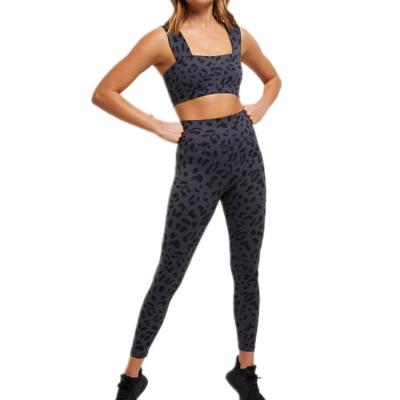 China 2021 Breathable private label supplex fitness wear fashionable leopard print fitness sets sports bra and fitness legging workout wear women for sale