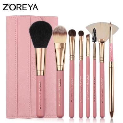 China Angular Blush ZS78 Wholesale 8pcs Pu Leather Bag Travel Makeup Brush Running Running Christmas Gift for sale