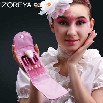 China ZOREYA Wholesale 5pcs Brush Stock Flat Natural Hair Crystal Makeup Brush Set Shiny for sale