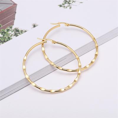 China Other Hot Sale Simple Stainless Steel Round Circle Embossed Earrings for sale