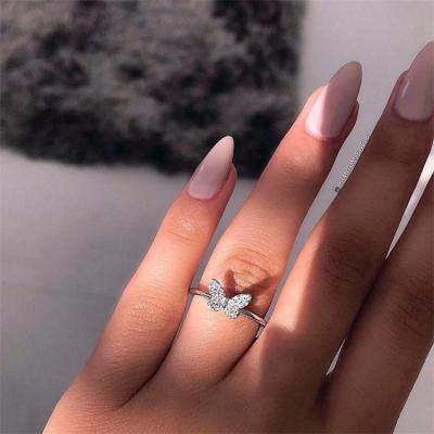 China Butterfly Ring Nickel Free Explosive Copper Inlaid Zircon High End Jewelry For Women for sale