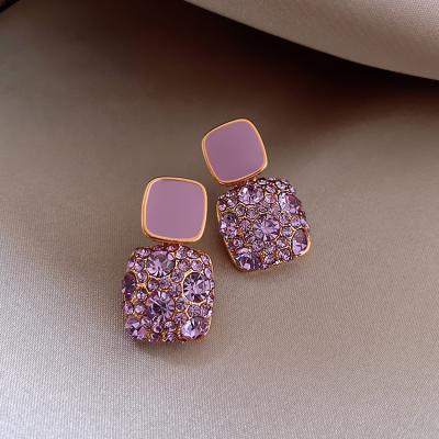 China 2021 Big New High Grade Purple Earrings 925 Sterling Silver Pin Earrings Temperament Earrings for sale