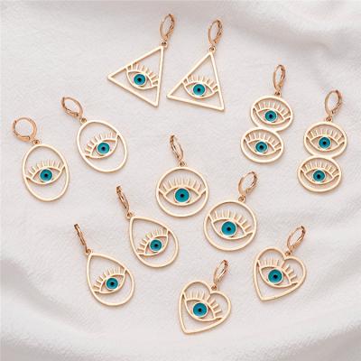 China Big New Style Geometric Dangle Earrings Eye Drip Earrings Blue Eye Women Jewelry Earrings for sale