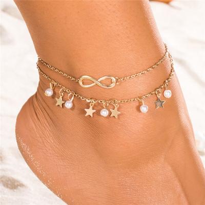 China New Fashionable Multi-layer Butterfly Chain Anklet Creative Simple Golden Anklet Set 3 Packs for sale