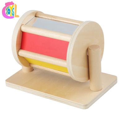 China Toddler Infant Intellectual Development Montessori Education Healthy Exercise Wooden Musical Spinning Rainbow Colors Wooden Toys Rainbow Drum for sale