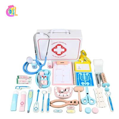 China Improve Social Skills Pretend Preschool Educational Doctor Toy Set Kids Doctor Role Play Set Children Game Simulation Treatment Injection Experiment for sale