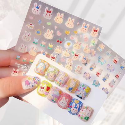 China Decoration 5D Unicorn Bunny Flower Planet Nail Art Stickers Decals Kids Nail Art Supplies 5D Stereoscopic Embossed Nail Stickers Decal for sale