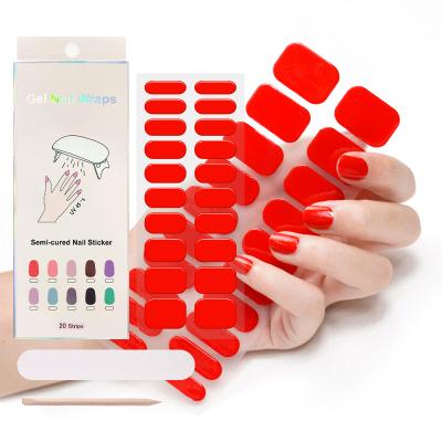 China Beautysticker Eco-friendly Gel Nail Wraps Semi Cured Gel Nail Sticker Cheap Price With UV Gel Nail Set With UV Lamp for sale