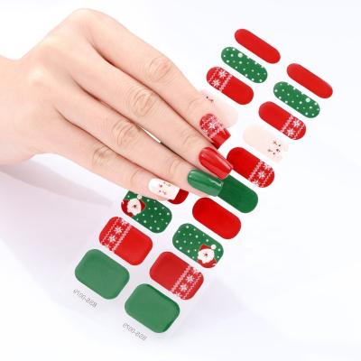 China Easy to apply and remove semi-cured gel nail wraps for new Christmas style gel nail strips popular in Japan gel nail with UV light for sale