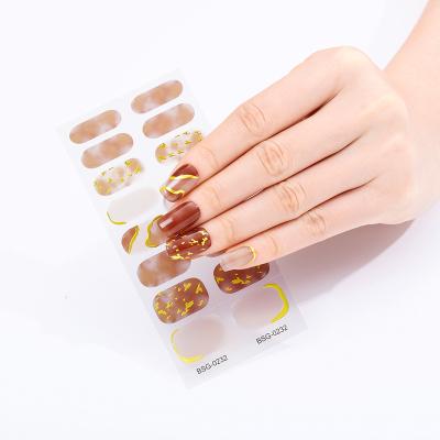 China Easy To Apply And Remove New Arrival Wholesale Custom Semi Cured Gel Nail Wraps Gel Nail Art Decoration Uv Gel Nail Strips for sale