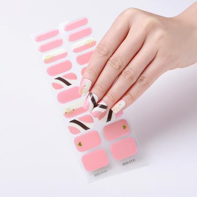 China Easy apply and remove Beautysticker Logo Gentle Style custom semi curable gel nail wrap semi cured design gel nail wraps for sale