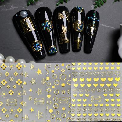 China Easy Apply and Remove Professional Nail Stickers 3d Decoration Art Beautysticker New Products Metallic Nail Decals for sale