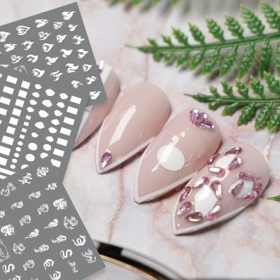 China Easy Apply and Remove Nail Art Decals 6D Embossed Nail Art Decals for Nail Decoration for sale