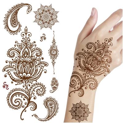 China Henna Hand Body Tattoo Sticker Temporary Burned Color Henna Stencil Tattoos Sticker for sale