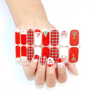 China 1.Safe and non toixc 2.Easy Apply and Remove Beautiful Happy Christmas Design Nail Polish Wrap Strips Nails Adhesive Stickers Christmas Nail Sticker for sale