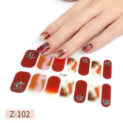 China Easy to Apply and Remove Beauty 3d Sticker Nail Art Stickers OEM Metallic Nail Wraps Professional Nail Salon Products for sale