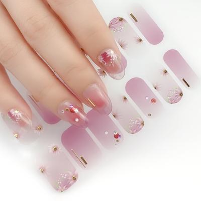 China Easy To Apply And Remove 3D Nail Art Sticker Pink Green Flowers Adhesive Transfer Decals Tips Mixed Patterns Nail Art Manicure Decoration for sale