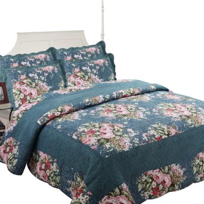 China Nondisposable Stereo Floral Quilted Comforter Cotton Microfiber Bed Sets Three Piece Bedding Luxury For Wedding for sale