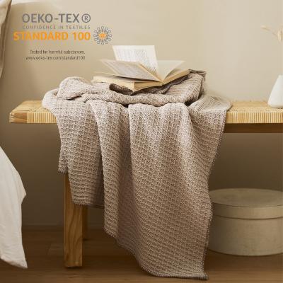 China Super Soft Custom Nordic Throw Cotton Solid Color Blanket Waffle For Adults A Variety Of Color Choice for sale