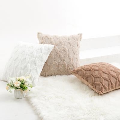 China Sofa Plush Pillowcase Nordic Pure Color Living Room Anti-pilling Bedside Office Soft Cushion Cover for sale