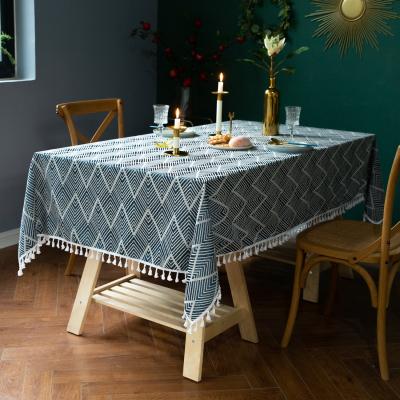 China Amazon American Party Tablecloth Nordic Style Tassel Waterproof Tablecloth Plain Color Tablecloth Border Cover for sale